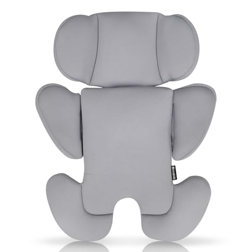 Innokids Baby-Kindersitz-Einsatz, Baby-Kopf-Körperstützen für Neugeborene, weich und gepolstert, abnehmbare Kopf- und Seitenstütze für Autositze, Kinderwagen, Schaukeln (Hellgrau) von Innokids