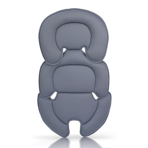 Innokids Säuglings Autositz Einsatz, Neugeborener Kopf-Stützkissen und Körper-Stützkissen für Babys Anzug für Baby-Autositze und Kinderwagen (Grau) von Innokids