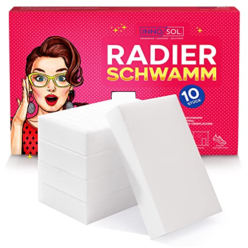 INNOSOL Premium Schmutzradierer Set I 10 Stück Magic Eraser I Das perfekte Haushaltszubehör für EIN sauberes Zuhause I Mehrfach verwendbarer Zauberschwamm I entfernt mühelos Schmutz und Flecken von Innosol