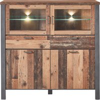 Innostyle Cardiff Highboard Used Style Optik Dark Holzwerkstoff/Glas inkl. LED Beleuchtung von Innostyle