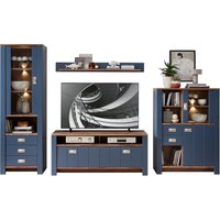 Innostyle Dijon Wohnwand Holzwerkstoff Parisian Blue/Haveleiche Cognac LED-Beleuchtung von Innostyle