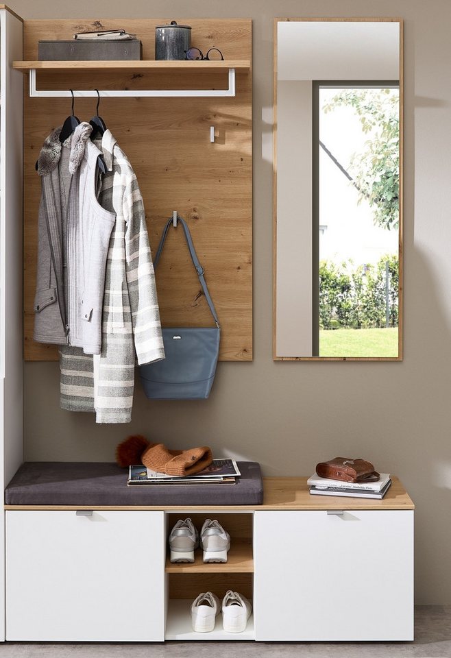 Innostyle Garderoben-Set (3-teilig) weiss matt / Eiche - 128x190x38cm (BxHxT), (3-teilig) von Innostyle