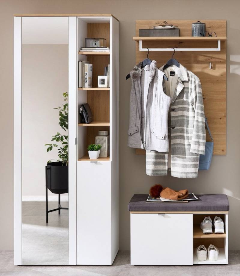 Innostyle Garderoben-Set (3-teilig) weiss matt / Eiche - 158x202x38cm (BxHxT), (3-teilig) von Innostyle