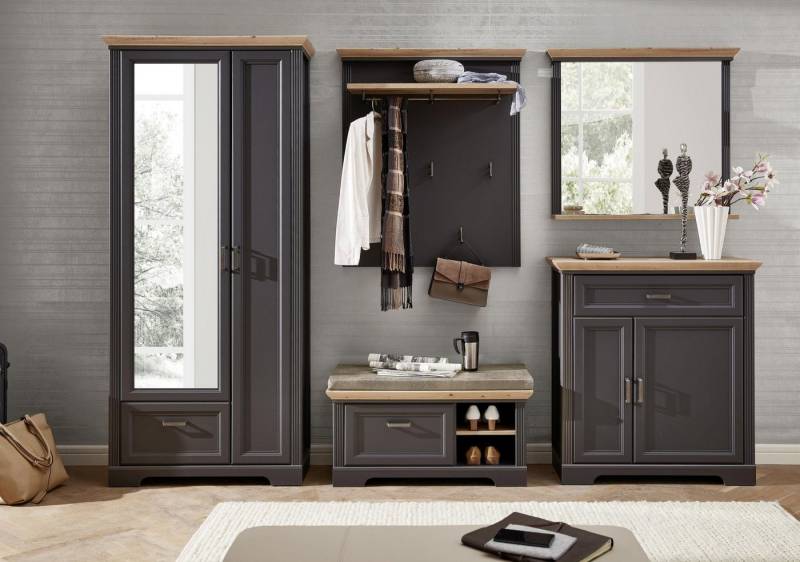 Innostyle Garderoben-Set Garderobenset JASMIN GH83 Farbton Graphit 5-teilig, (Komplett-Set, 5-St., Garderobenschrank, Paneel, Sitzbank, Schuhschrank, Spiegel) Innostyle Garderoben-Set Garderobenset JASMIN GH83 Farbton Graphit 5-teilig, (Komplett-Set, 5-St., Garderobenschrank, Paneel, Sitzbank, Schuhschrank, Spiegel) von Innostyle