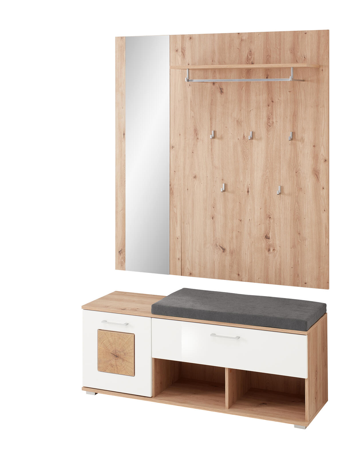 Innostyle Garderobenkombi FUN B/H/T ca. 126/193/38 cm in weiß Hochglanz MDF von Innostyle