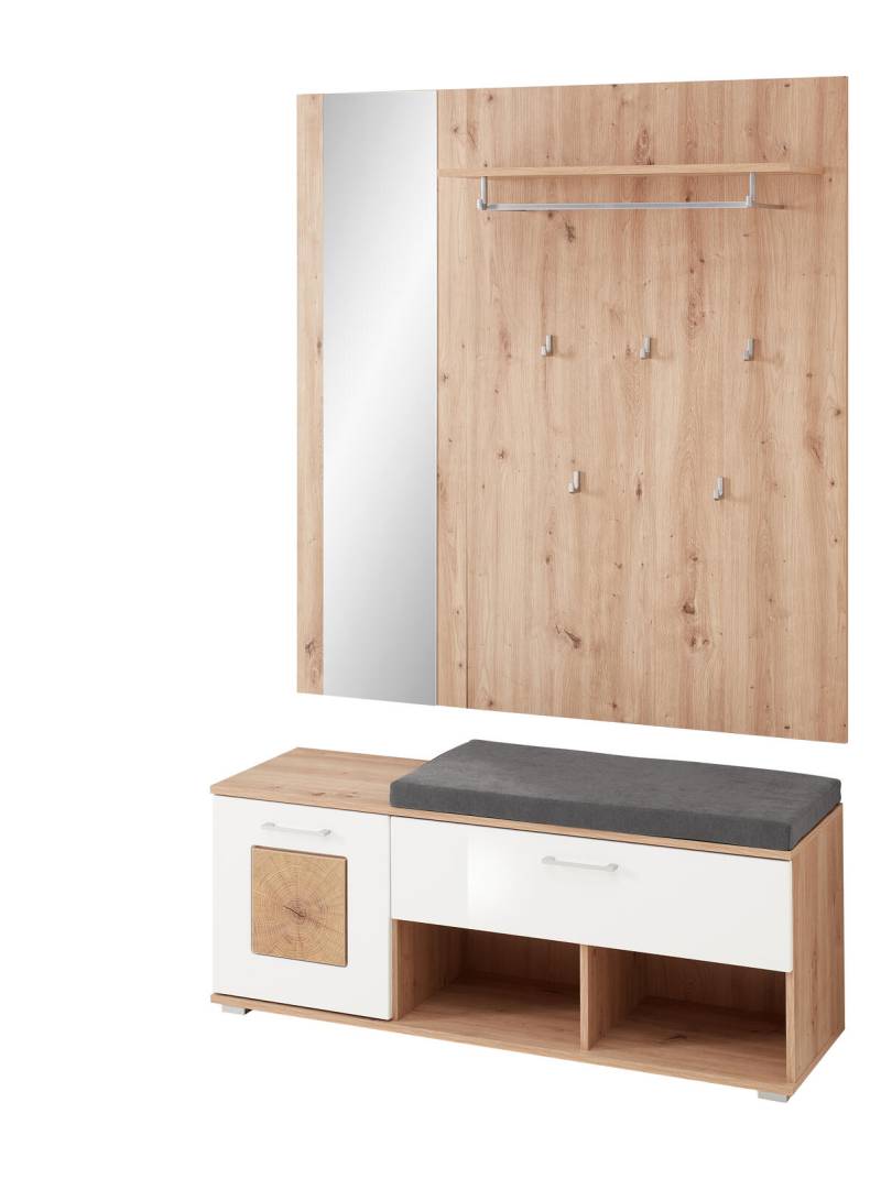 Innostyle Garderobenkombi FUN B/H/T ca. 126/193/38 cm in weiß Hochglanz MDF von Innostyle
