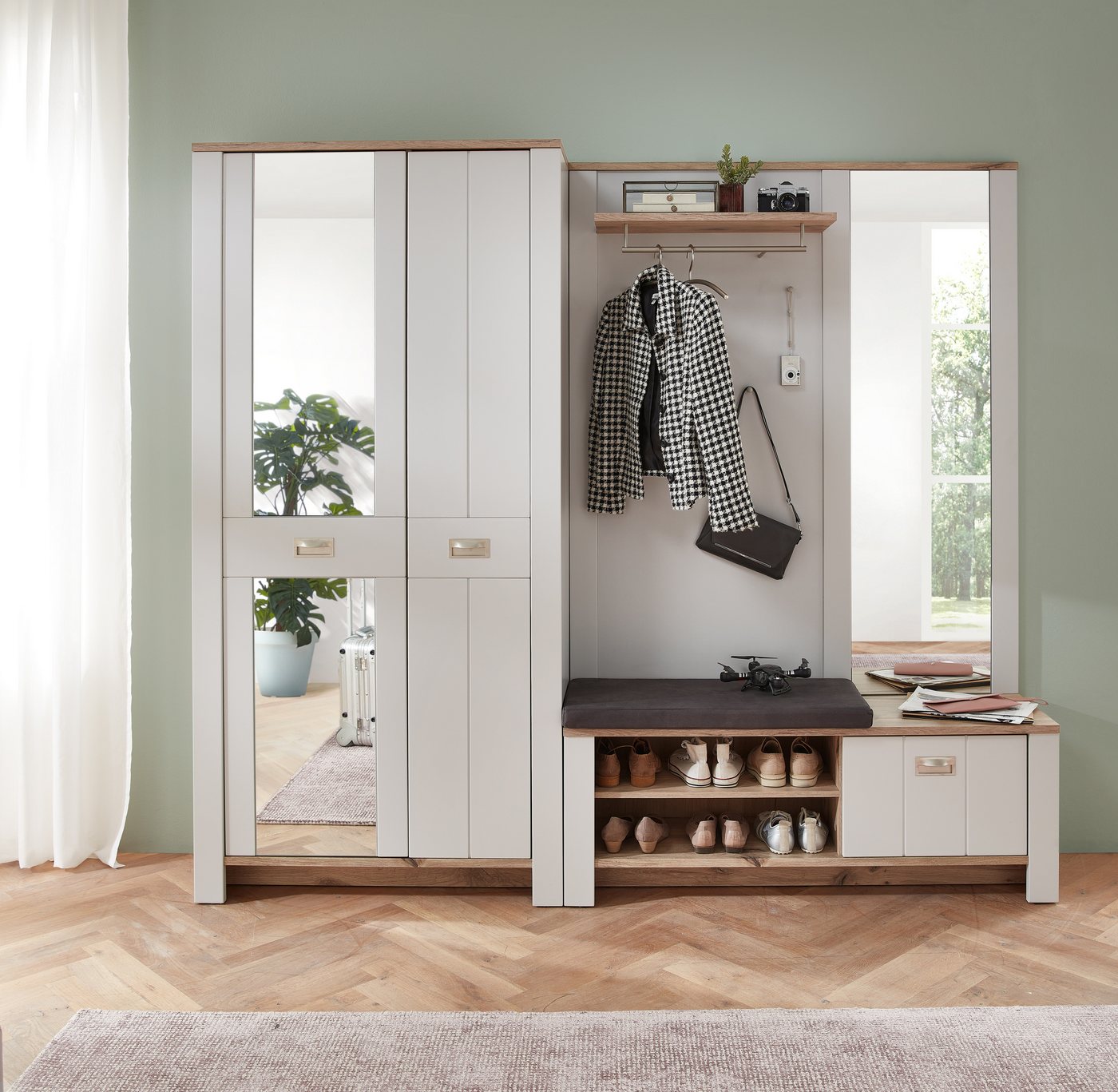 Innostyle Garderobenschrank DIJON (1-St) 2 türig, 9 Fächer, 5 Einlegeböden, Kleiderstange, Softclose von Innostyle