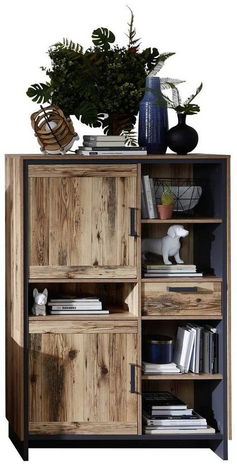 Innostyle Highboard Highboard Kommode PRATO KG06 Oldwood Alpine Lodge Dekor von Innostyle