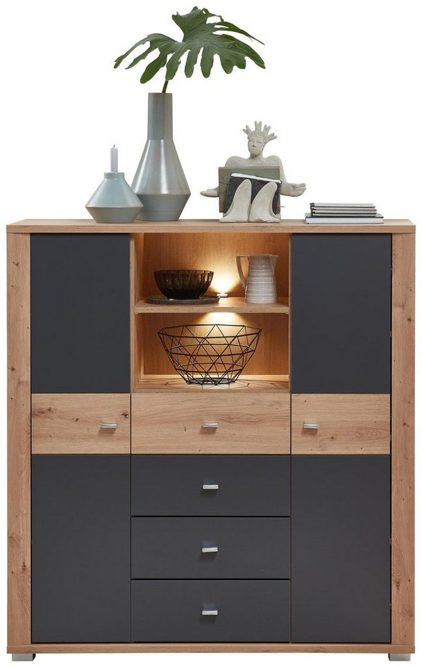 Innostyle Highboard Highboard PABLO Artisan Eiche - Graphit von Innostyle