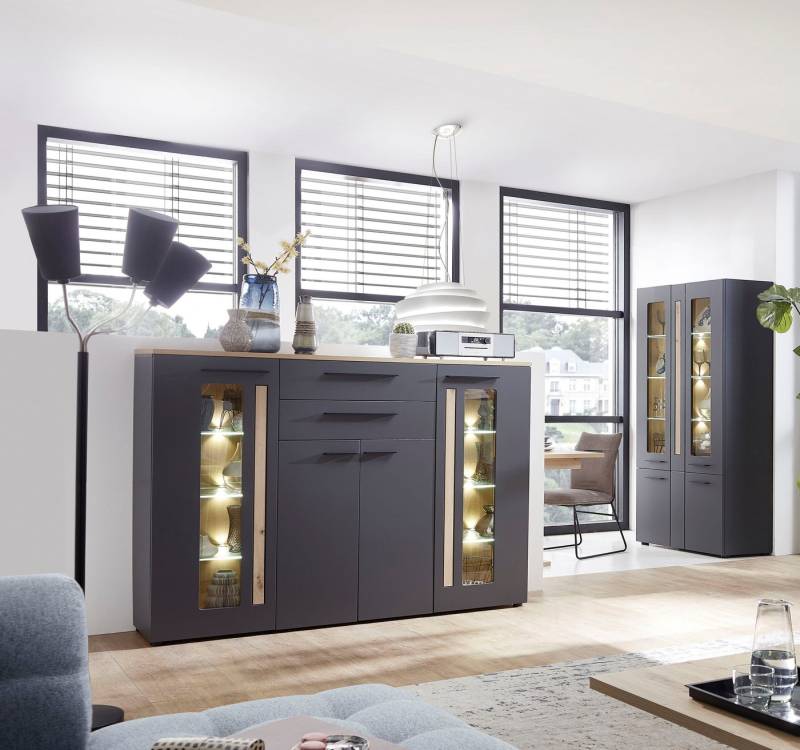 Innostyle Highboard Loft Two, Breite 180 cm, 2 Holztüren, 2 Schubkästen, 2 Glas-/Holztüren von Innostyle