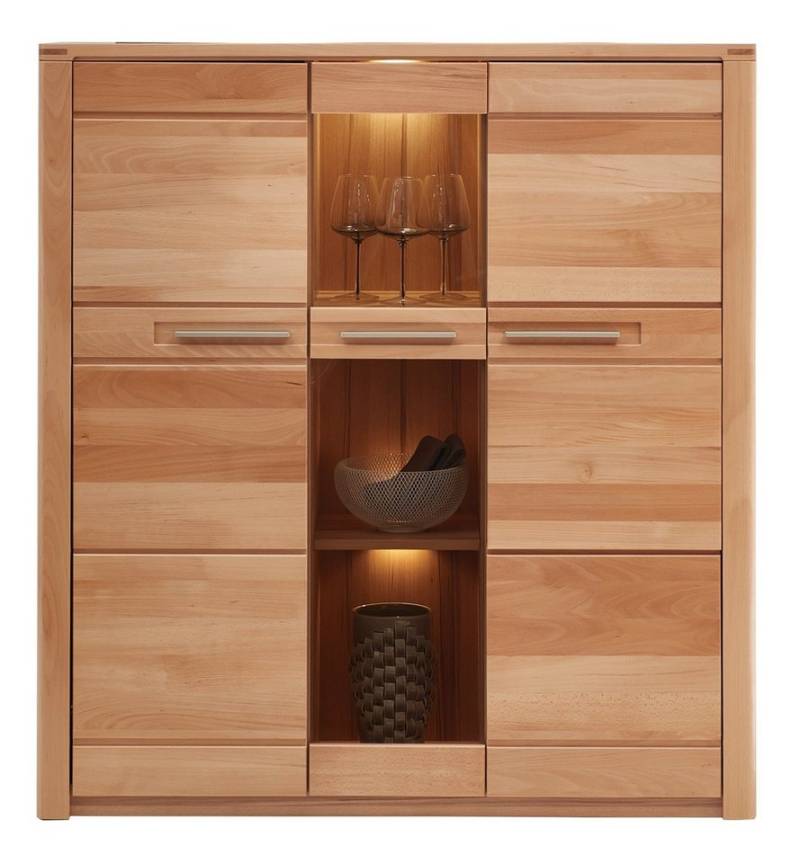 Innostyle Highboard NATURE ONE, Kernbuche teilmassiv, 2 Holztüren, 1 Glastür, Soft-Close, LED-Beleuchtung, B 127 x H 137 x T 40 cm Innostyle Highboard NATURE ONE, Kernbuche teilmassiv, 2 Holztüren, 1 Glastür, Soft-Close, LED-Beleuchtung, B 127 x H 137 x T 40 cm von Innostyle