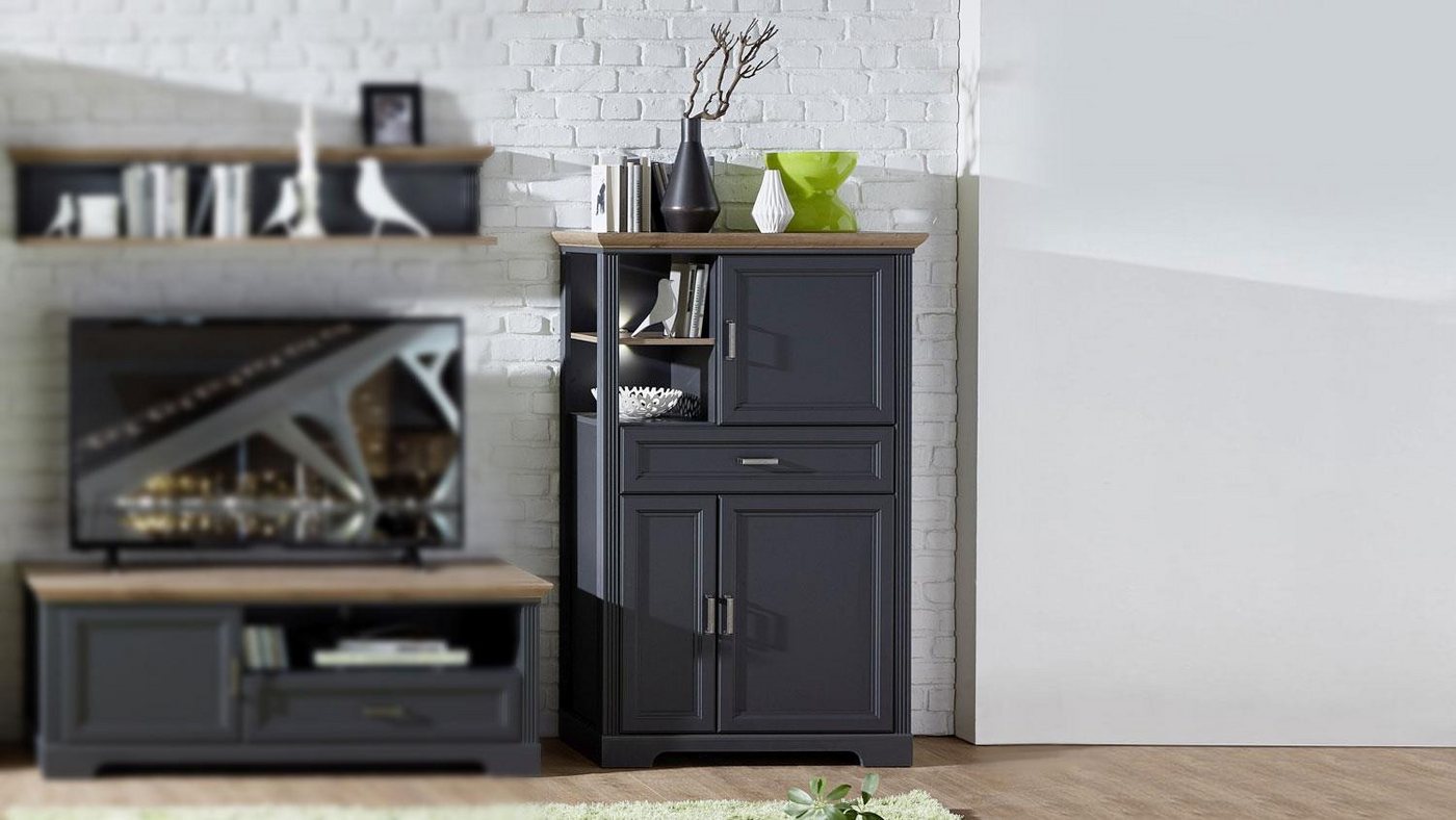 Innostyle Highboard Schrank Jasmin Kommode Highboard graphit Artisan Eiche 93x150 cm Innostyle Highboard Schrank Jasmin Kommode Highboard graphit Artisan Eiche 93x150 cm von Innostyle