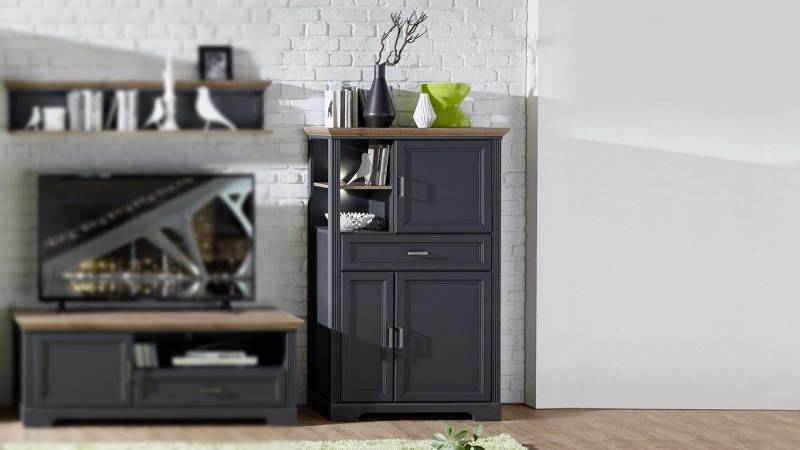 Innostyle Highboard Schrank Jasmin Kommode Highboard graphit Artisan Eiche 93x150 cm Innostyle Highboard Schrank Jasmin Kommode Highboard graphit Artisan Eiche 93x150 cm von Innostyle