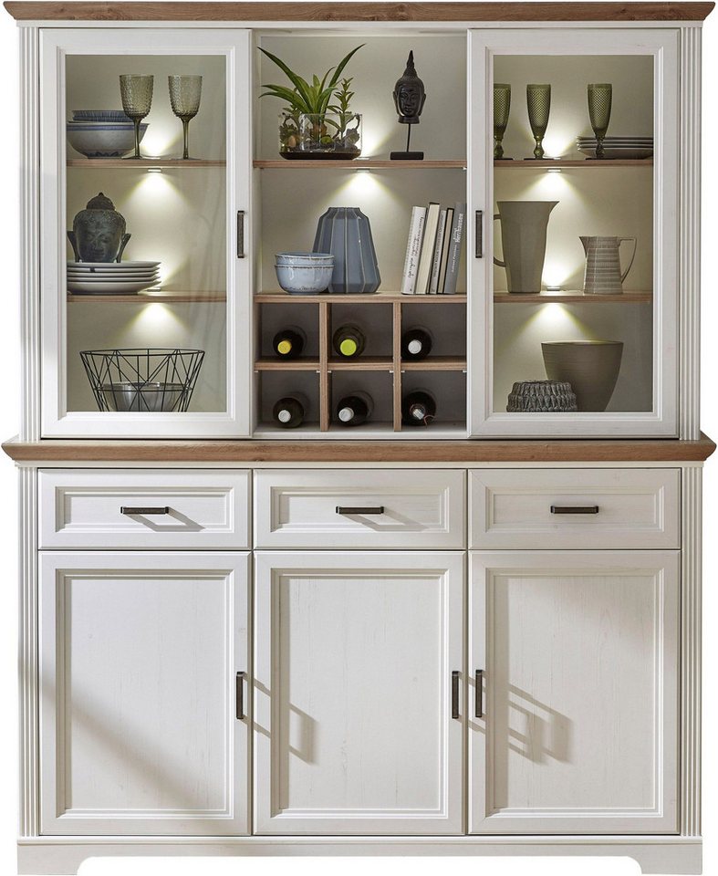 Innostyle Küchenbuffet Buffet Geschirrschrank JASMIN Pinie weiß Nachbildung von Innostyle