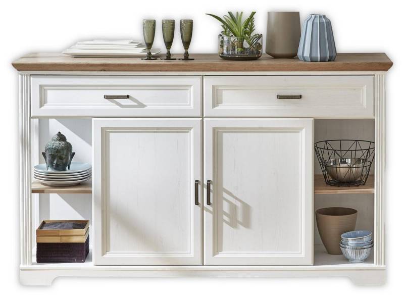 Innostyle Sideboard Sideboard JASMIN Pinie weiß Nachbildung mit offenen Fächern von Innostyle