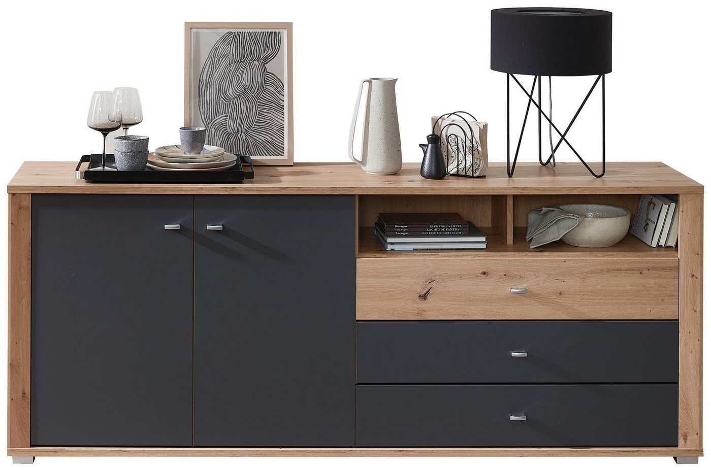 Innostyle Sideboard Sideboard PABLO - Artisan Eiche - Graphit - 193 cm von Innostyle