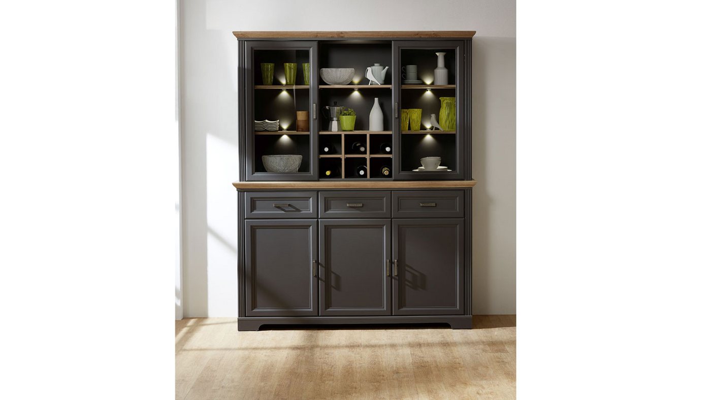 Innostyle Vitrine Buffet Jasmin Vitrine in graphit und Artisan Eiche 166x204 cm Innostyle Vitrine Buffet Jasmin Vitrine in graphit und Artisan Eiche 166x204 cm von Innostyle