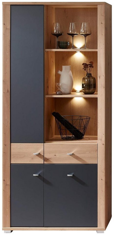 Innostyle Vitrine Regal Stauraumelement PABLO Artisan Eiche - Graphit von Innostyle