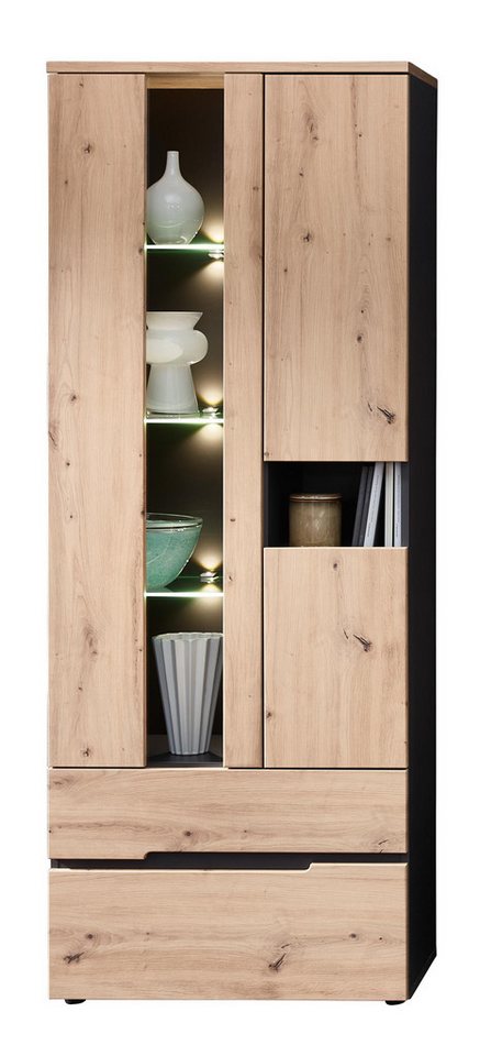Innostyle Vitrine Vitrine MEMPHIS Artisan Eiche Graphit Nachbildung von Innostyle
