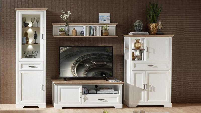 Innostyle Wohnwand Wohnwand 1 Jasmin Anbauwand Pinie hell und Artisan Eiche ca. 326x204, (4-St) von Innostyle