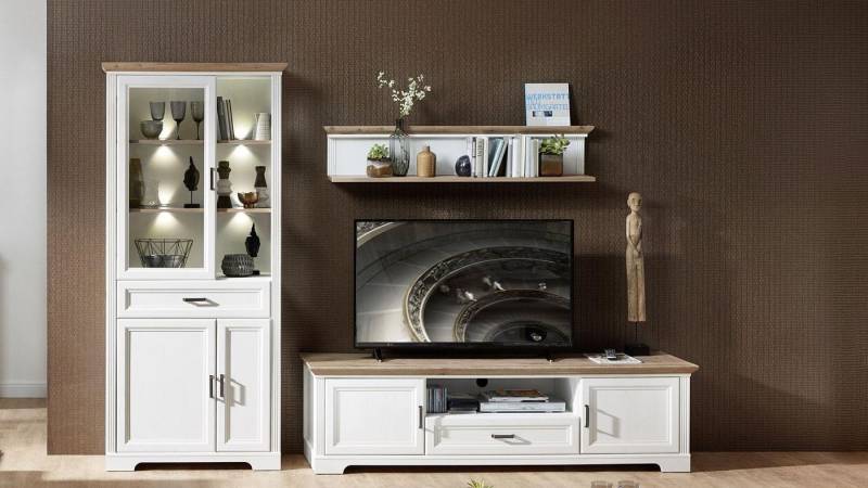 Innostyle Wohnwand Wohnwand 4 Jasmin Anbauwand Pinie hell / Artisan Eiche ca. 299x204 cm, (3-St) von Innostyle