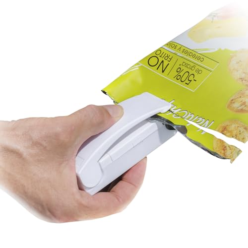 InnovaGoods - Elektrischer Beutelverschließer mit Kühlschrankmagnet, Verlängert Haltbarkeit von Lebensmitteln, Kompakt & Tragbar, Vielseitige Nutzung, Weiß oder Schwarz, Kunststoff von InnovaGoods