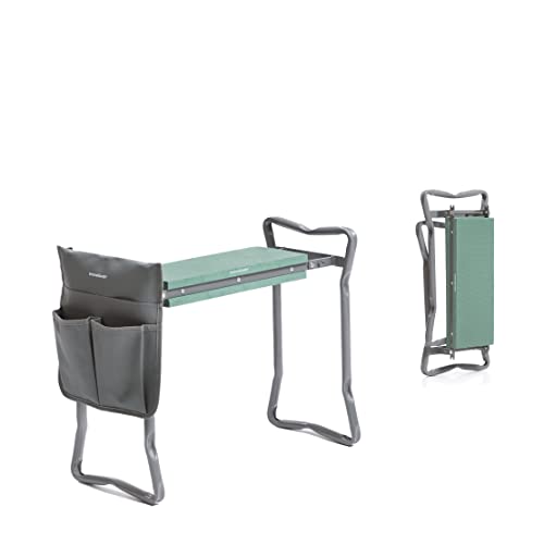 InnovaGoods® Faltbarer Gartenbank mit 3-in-1-Werkzeugtasche Situl ermöglicht Bequeme und sichere Gartenarbeiten mit einem kompakten und leichten Design, ideal für den Garten, Grau von InnovaGoods