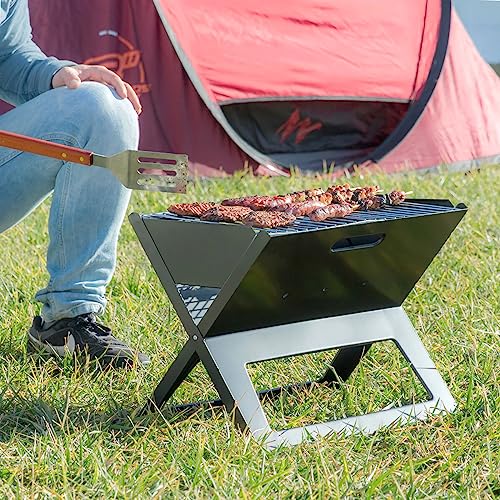 InnovaGoods® Faltbarer tragbarer Holzkohlegrill Foldyq, traditionelles und gesundes Kochen Ihrer Lebensmittel, aus Stahlmaterial, ideal für Zuhause und Garten. von InnovaGoods