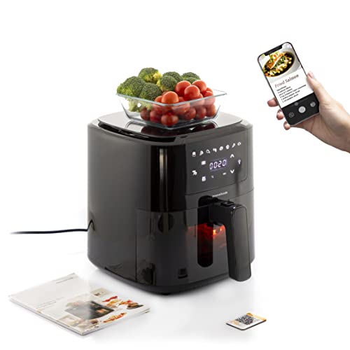 InnovaGoods® Heißluftfriteuse 5L, airfryer 1500W mit +100 Rezepten in DE, heissluftfriteuse mit integrierter Waage, 8 Programmen, Touchscreen, Fenster, Timer und 360° Luftstrom. Farbe schwarz von InnovaGoods