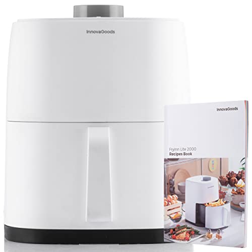 InnovaGoods - Ölfreie Fritteuse Fryinn Lite, 1200W, 2L Kapazität, 360° Heißluftzirkulation, Energieeffizient, Schnelle Zubereitung, Leicht zu reinigen, Weiß, Kunststoff Aluminium von InnovaGoods