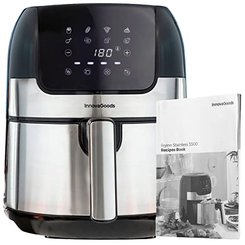 InnovaGoods - Heißluftfritteuse Fryinn 3500, 95% weniger Fett, 8 Programme, 360º Luftstrom Technologie, Digital Touchpanel, Schwarz/Edelstahl, 3,5L, Kunststoff Aluminium von InnovaGoods