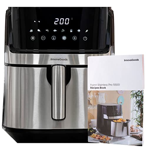 InnovaGoods® Heißluftfritteuse 5,5L, airfryer 1700W, 100 Rezepten auf DE, heissluftfriteuse mit 8 Programmen, Berührungsbildschirm, zeitschaltuhr und 360° Luftstrom, air fryer ideal für 4-6 Personen von InnovaGoods