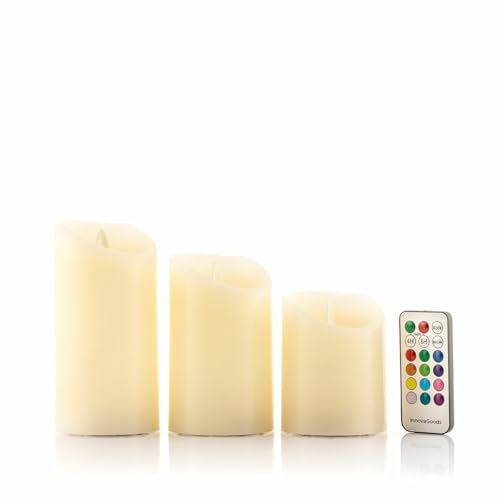 InnovaGoods Mehrfarbige LED-Kerzen Flammeneffekt mit Fernbedienung Lendles 3 Stück, Weiß von InnovaGoods
