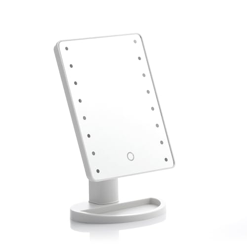 InnovaGoods - LED Tischspiegel Perflex, 16 LED Beleuchtung mit Einstellbarer Intensität, Touch-Taste, 180º neigbar, Weiß, Mediano, Glas von InnovaGoods