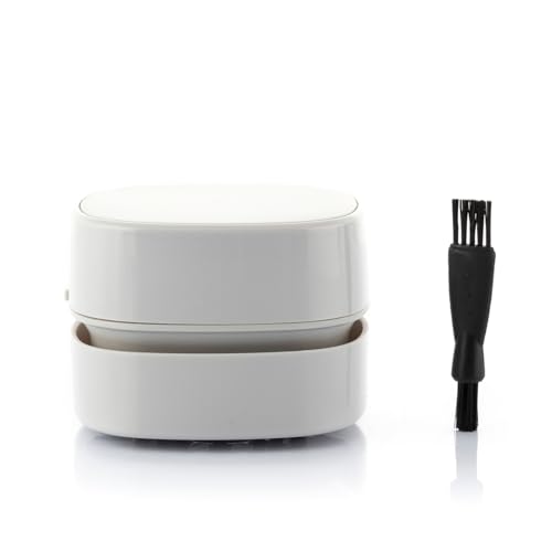 InnovaGoods - Tragbarer Mini-Schreibtischstaubsauger Micuum, Effektive Reinigung für Arbeitsplatz, Vielseitig einsetzbar für Auto, Küche, Tastatur, Leicht und Kompakt, Weiß, Kunststoff von InnovaGoods