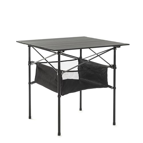 InnovaGoods 26352 Faltbarer Korb, tragbarer Klapptisch mit Aluminiumplatte, kompakter Leichter Campingtisch mit Tragetasche für Outdoor, Strand, Grill, Picknick, Kunststoff, Schwarz, Standard von InnovaGoods