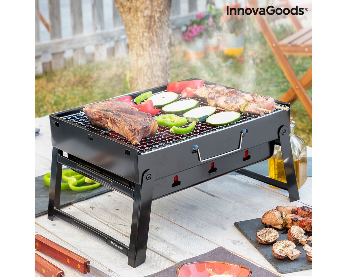 InnovaGoods Holzkohlegrill Klappbarer tragbarer Grill für die Verwendung mit Holzkohle BearBQ In von InnovaGoods