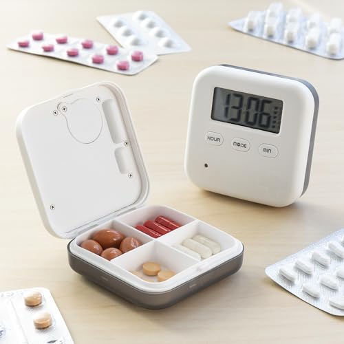 InnovaGoods Elektronische intelligente Pillendose, Weiß, 6,5 x 2 x 6,5 cm von InnovaGoods