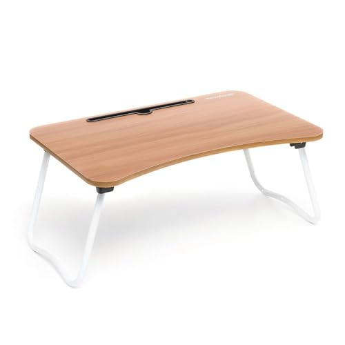 InnovaGoods - Multifunktionaler Klapptisch MUVISK, Ideal für Laptop, Lesen, Frühstück, Mit Mobilgerätehalter, Kabelmanagement, Leicht zu Reinigen, Braun, 60 x 27 x 40 cm, Metall von InnovaGoods
