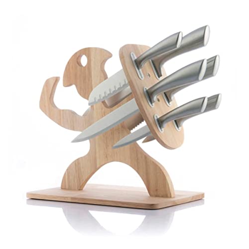 InnovaGoods® Holzmesser-Set Spartan, 7-teilig, schneidet Lebensmittel präzise und sicher, hochwertiges Messerset, Holzständer und elegantes Design, ideal für Zuhause. von InnovaGoods