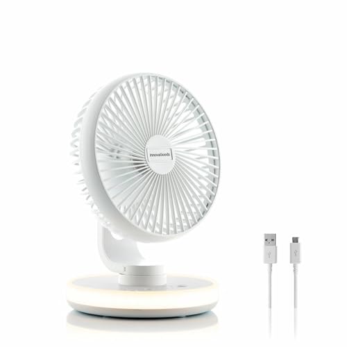 InnovaGoods Tischventilator mit Akku und LED FanLed Ø6,6'' 4000 mAh von InnovaGoods