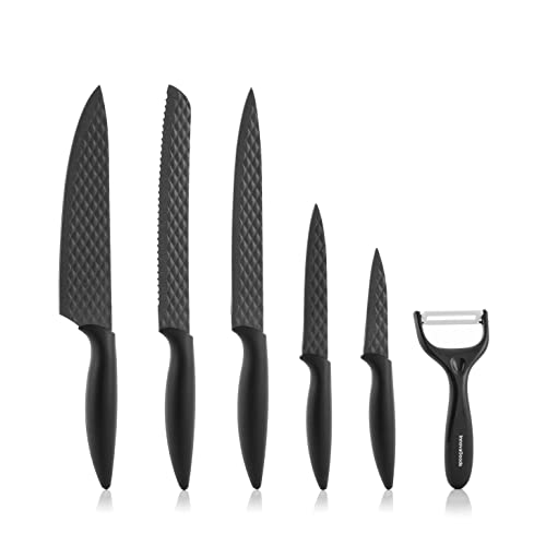 InnovaGoods V0103603 Diamant Shard Messer-Set, Polypropylen Rostfreier Edelstahl Keramikbeschichtung, Schwarz von InnovaGoods