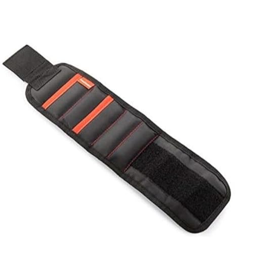 InnovaGoods - Magnetisches Heimwerkerarmband, 15 starke Magnete, Werkzeughalter, Ergonomisch und Atmungsaktiv, Klettverschluss, 2 Taschen, Vielseitig verwendbar, Schwarz/Rot, Talla única von InnovaGoods