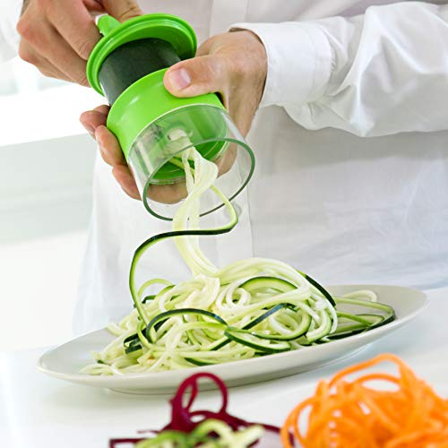 InnovaGoods - Manueller Gemüseschneider Spiru, Einfach zu Bedienen, Ideal für Zucchini & Möhren, Spülmaschinenfest, Grün, 8x8x9 cm, ABS-Kunststoff von InnovaGoods
