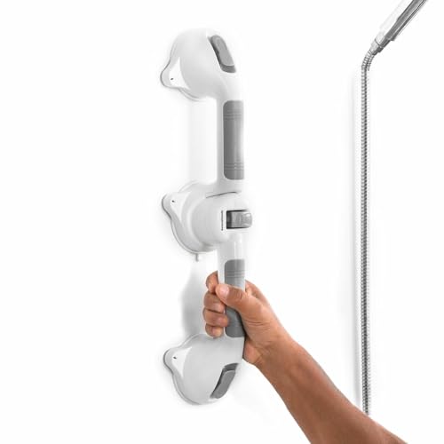 InnovaGoods - Verstellbarer Doppel-Haltegriff fürs Bad, Sicherheitsgriff mit Saugnäpfen, Ergonomisches Design, Einfache Montage ohne Werkzeug, 90º-180º Winkel, Weiß, Kunststoff von InnovaGoods