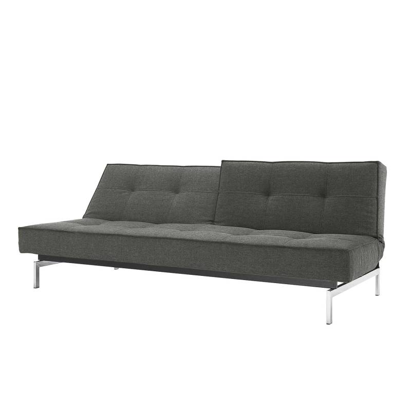 home24 Schlafsofa Splitback V Grau/Dunkelgrau Webstoff 210 x 79 x 96cm Retro von home24
