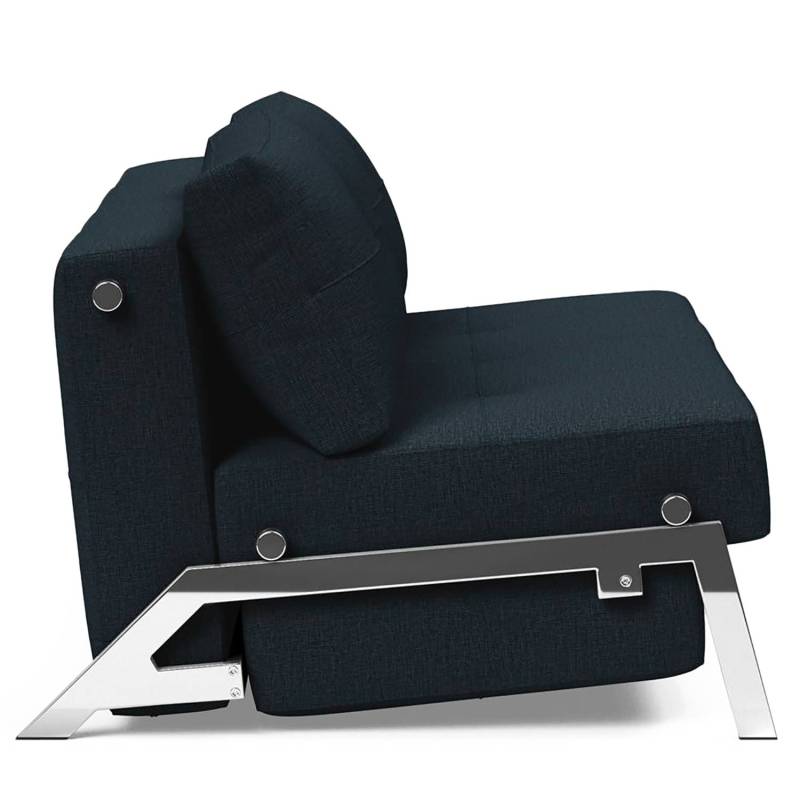 home24 Schlafsofa Blau Stoff Mixed Dance 168cm mit Schlaffunktion Chrom glänzend Skandi von home24