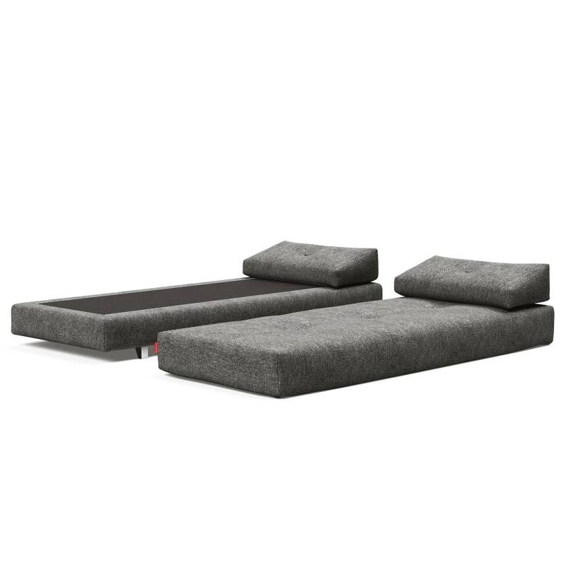 home24 Schlafsofa Sigmund Grau Stoff Twist 200 x 85 x 80cm Silber von home24