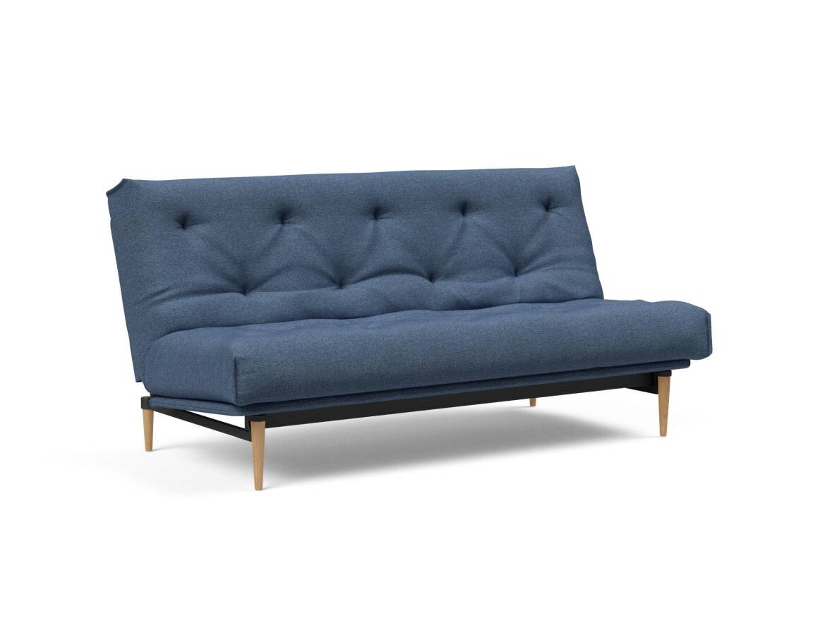 Innovation Colpus Klappsofa fest versteppt 140 x 200 cm | Latex 302 Weda Blue helle Eiche von Innovation