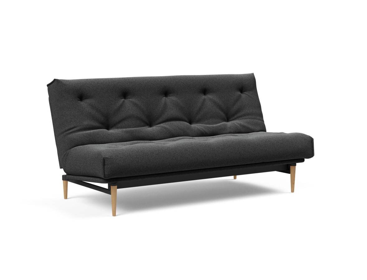 Innovation Colpus Klappsofa fest versteppt 140 x 200 cm | Latex 529 Bouclè Charcoal helle Eiche von Innovation